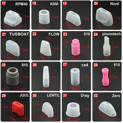 Προμήθειες από καουτσούκ μιας χρήσης 810 510 Silicone Rubber Tip Durable For E Cigarette